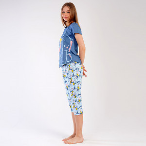 Pijamale Dama Vienetta din Bumbac 100%, Model 'Belive' Silver Pine
