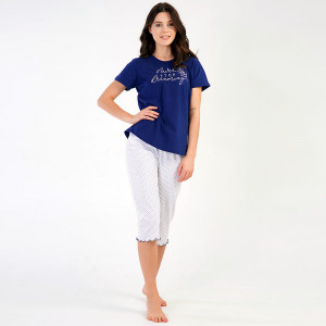 Pijamale Dama Vienetta din Bumbac 100%, Model 'Never Stop Dreaming'