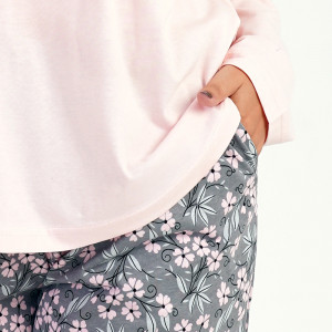 Pijamale din Bumbac 100% Marimi Mari Vienetta, Model 'Power to Change' Pink