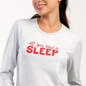 Pijamale Groase din Bumbac Interlock, Brand Vienetta, Model 'All You Need is Sleep'