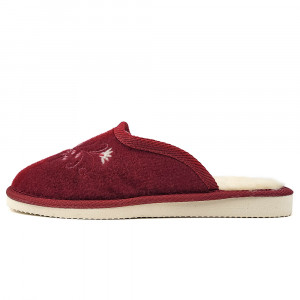 Papuci de Casa din Postav Imblaniti cu Lana de Oaie 'Rustic Elegance' Burgundy
