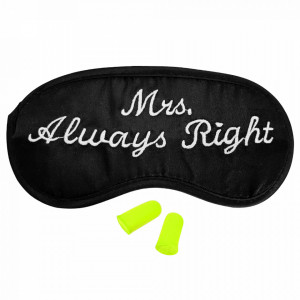 Set occhiali da notte e tappi per le orecchie "Mrs. Always Right", neri