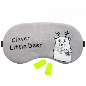 Sleep Mask with Earplugs - 'Clever Little Deer' Model