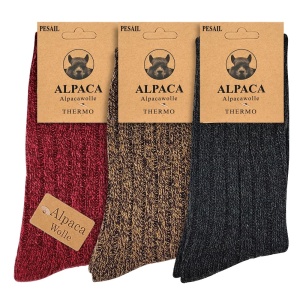 Șosete cu Lână de Alpaka Set 3 Perechi Model 'Standing Stile' | Design Clasic, Confort și Lux. Prezentare șosete cu eticheta.