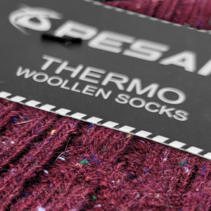 Sosete Termo din Lână Marca Pesail® Model 'Colored Rain' Culoare Burgund