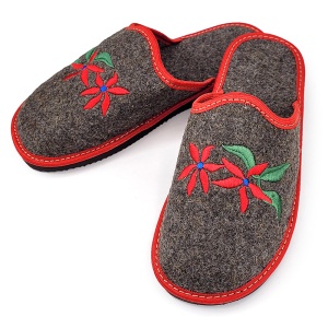 Papuci de Casa Universali din Postav Model 'Heritage Petals' Brown, Bosaco
