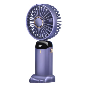 Ventilator Ultra Portabil cu Aromaterapie 3în1 de Mână, Birou sau Gât | 5 Viteze, Ecran LCD și Autonomie 12H, Mov