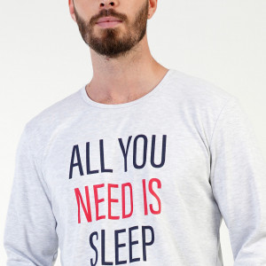 Pijamale din Bumbac Interlock Vienetta | MAN Barbati Model 'All You Need is Sleep'