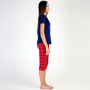 Pijamale Dama Vienetta din Bumbac 100%, Model 'Rise UP' Blue