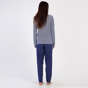 Pijama Damă din Bumbac 100% Vienetta, Model 'New Marina' - Prezentare pijama din spate.