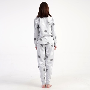 Pijama Damă din Bumbac Vătuit 100% Vienetta, Model 'Shine Like a Star' - Prezentare pijama vedere din spate.