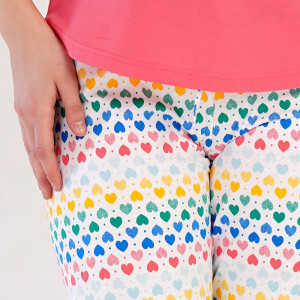 Pijamale Dama din Bumbac Vienetta, Model 'Sleep Well' Strawberry Pink