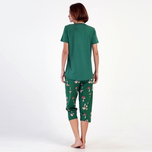 Pijama Damă cu Pantalon Trei Sfert Vienetta 'Keep a Positive Life'  - Prezentare pijama din spate.