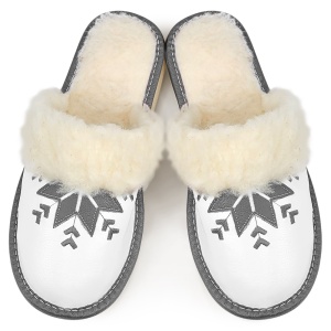 Women's Wool-Lined Leather Slippers 'Simple Harmony' Gray | Comfort and Warmth