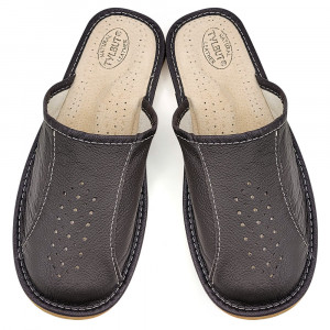 Brown Leather Slippers 'Cleveland View' Summer Model