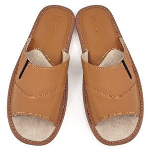 Brown Leather Slippers with Thick Soles, 'Classic Seattle' Model