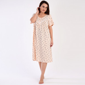 Camasa de Noapte Marimi Extra Mari din Bumbac Vienetta, Model 'Marlene' Creamy