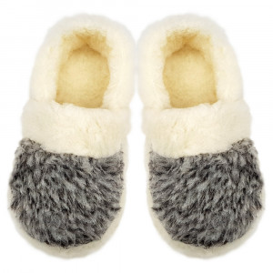 Closed-Back Natural Wool Slippers Model 'Zamolxis Complete' Gray