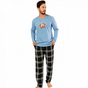 Comfortable Men's Pajamas Gazzaz by Vienetta Model 'Make It So' Blue