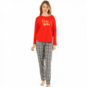 Comfortable Women's Pajamas Made of 100% Cotton Vienetta Model 'Carpe Diem'