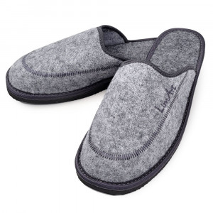Papuci de casă din postav Lim Art Model Lounge Grey, culoare gri, model minimalist UNI, broderie discretă "Lim Art", talpă antiderapantă.