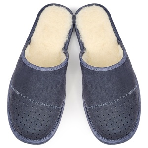 Men's Leather Slippers 'Gentleman's Classic' Arctic Gray | Comfort and Style