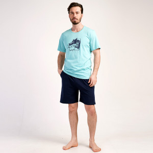 Men's Pajamas with Shorts Vienetta | MAN Model 'Urban' Silver Pine