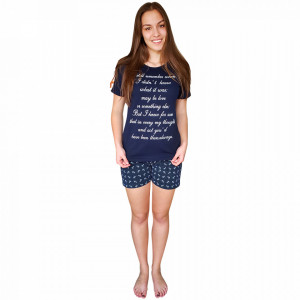 Pijamale Dama Bumbac 100%, Character, Model Still Remember Blu Scuro