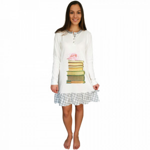 Nightwear Snelly L'Originale, 100% Cotton, 'Smart & Beauty' White - Img 1
