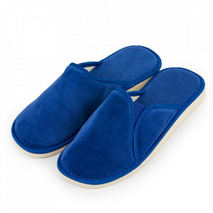 Papuci de Casa Dama din Velur si Bumbac Flausat Model 'Blue Feelings' Culoare Albastru sunt papuci de interior foarte confortabili si placuti la atingere, realizati dintr-un velur de calitate si un bumbac flausat.
