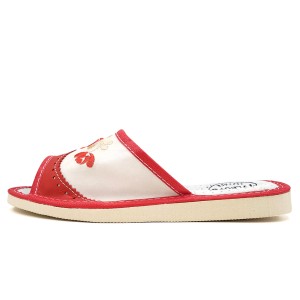 Papuci de Casa Dama Material Piele Model 'Mesopotamia' Red/White