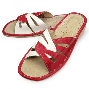 Papuci de Casa din Piele Comozi Model 'Glaucia' Red