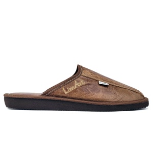 Papuci de Casa din Piele cu Talpa Groasa Culoare Maro, Model 'Luxury Man' Classic brown