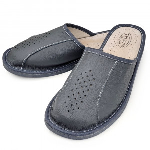 Papuci de Casa din Piele Culoare Gri Model 'Tennessee' Gray