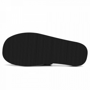 Papuci de Casa din Piele Imblaniti cu Lana Culoare Negru Model 'Deep Black'