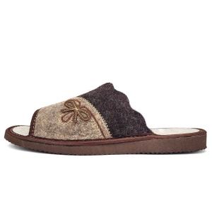 Papuci de Casă din Postav Model Summer Vogue Brown. Prezentare papuci de casă din lateral.
