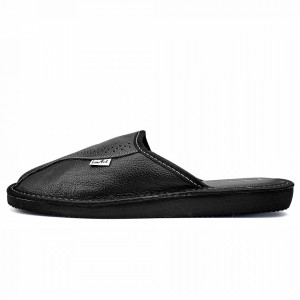 Papuci de Casa Premium din Piele Naturala Imblaniti cu Lana Model 'Morocco' Dark