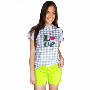 Pigiama da donna in cotone, Senso, modello 'Love Fruits' verde - Img 3