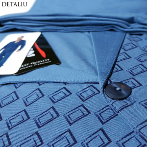 Pigiama da uomo con bottoni in cotone 100%, "Classic BLUE", M-M Nightwear - Img 3