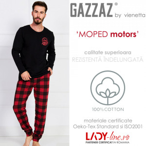 Pijama Barbati Gazzaz by Vienetta, 'Moped Motors' Black
