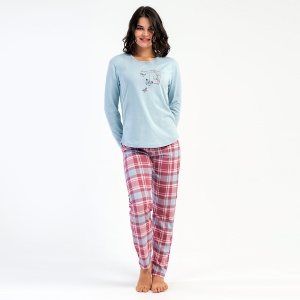 Pijama Damă din Bumbac 100% Vienetta, Model 'Positive Mind' | Confort și Stil Optimist