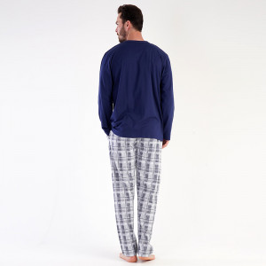 Pijamale Barbati cu nasturi Vienetta|MAN, Model 'Signature' Blue