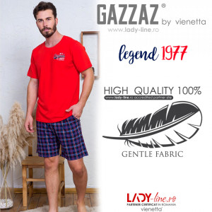 Pijamale Barbati din Bumbac 100% Gazzaz by Vienetta Model 'Legend 1977 Premium Product' Red