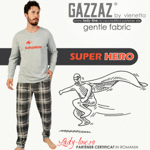 Pijamale Barbati Gazzaz by Vienetta Model 'Super Hero' Gray