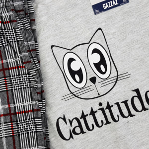 Pijamale Barbati Model 'Cattitude' Culoare Gri Brand Gazzaz by Vienetta