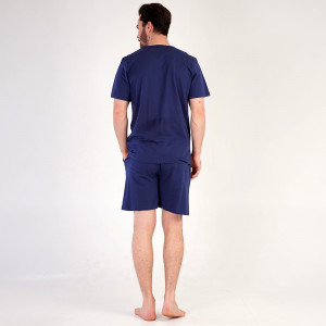 Pijamale Barbati Pantalon Scurt Vienetta | MAN Model 'Kings County' Blue 👑
