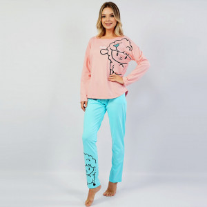 Pijamale Confortabile din Bumbac, Pijamale Vienetta, Model 'Hello Happiness' 🐏
