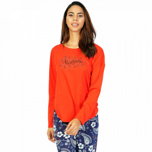 Pijamale Confortabile din Bumbac Vienetta Model 'Awesome' Culoare Rosu
