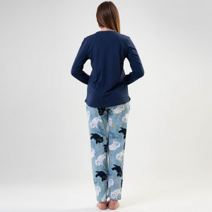 Pijamale Confortabile din Bumbac Vienetta, Model 'Sweet Dreams Kitty'