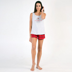 Pijamale cu Maieu Vienetta Model 'Good Things Will Come' Gray